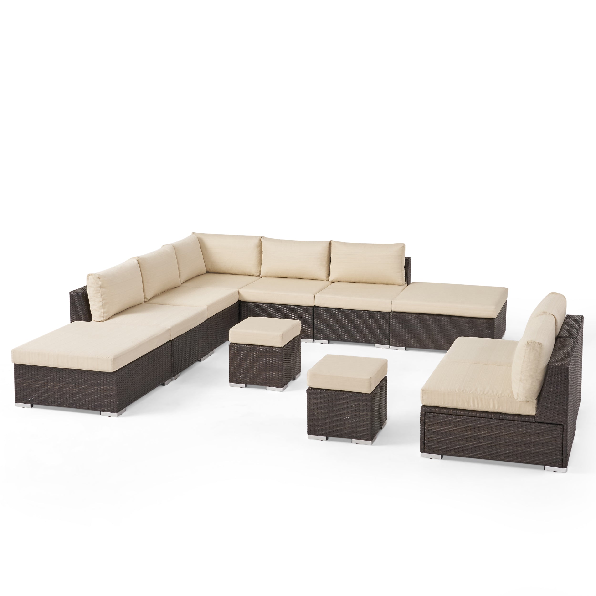 Tammy Rosa Outdoor 7 Seat Wicker Sofa Sectional Set with Aluminum Frame