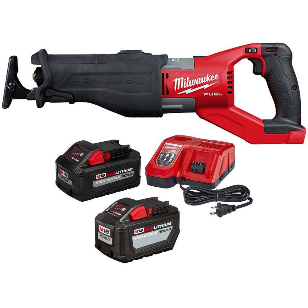 MW M18 FUEL 18V Lithium-Ion Brushless Cordless Super SAWZALL Orbital Recip Saw 12.0 Ah. Battery  8.0ah Starter Kit 2722-20-48-11-1812-48-59-1880