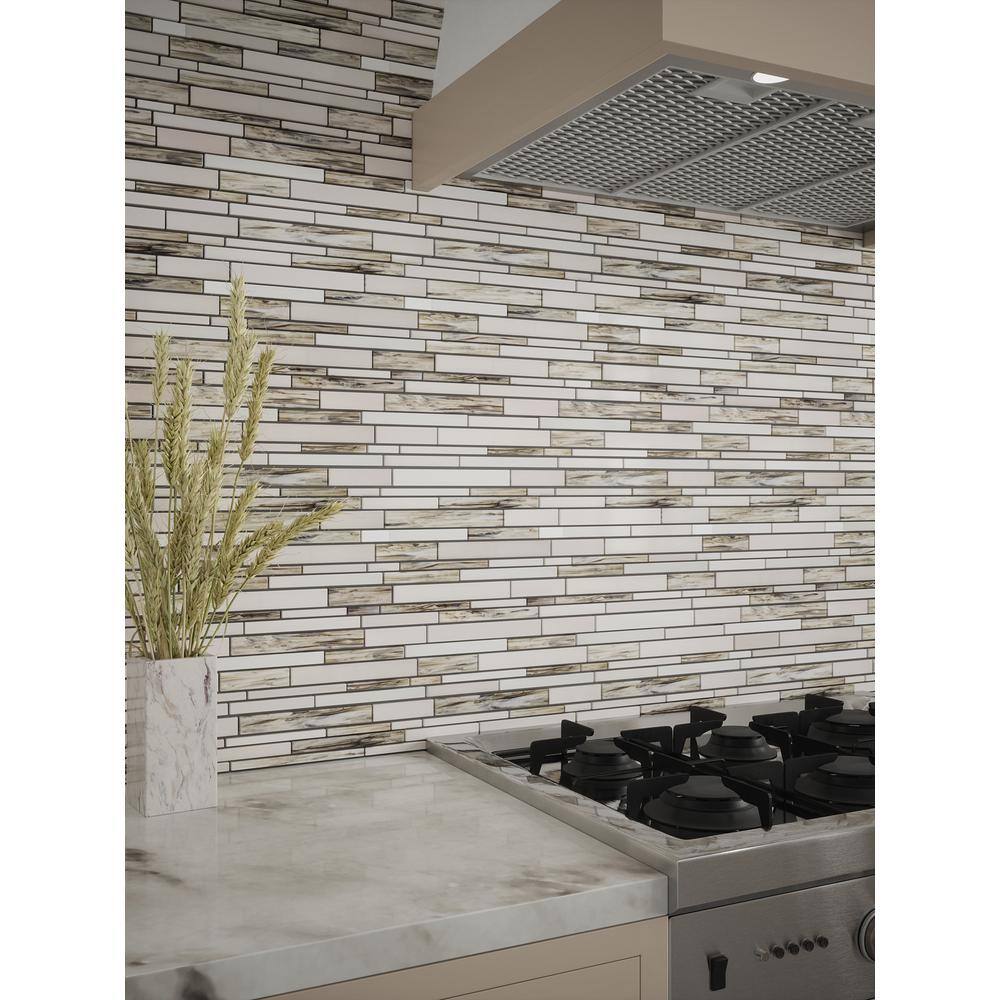 Jeffrey Court Coastal Skies Grey 11.875 in. x 11.75 in. Interlocking Glossy Glass Mosaic Tile (9.69 sq. ft.Case) 99590