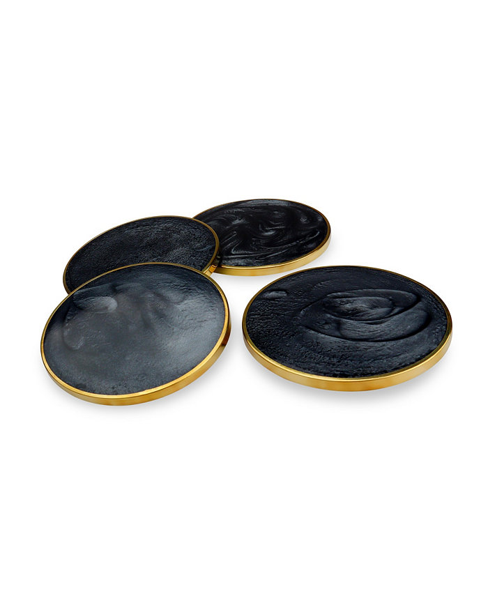 Mascot Hardware Smoky Grey Hammered Brass Coaster Set of 4