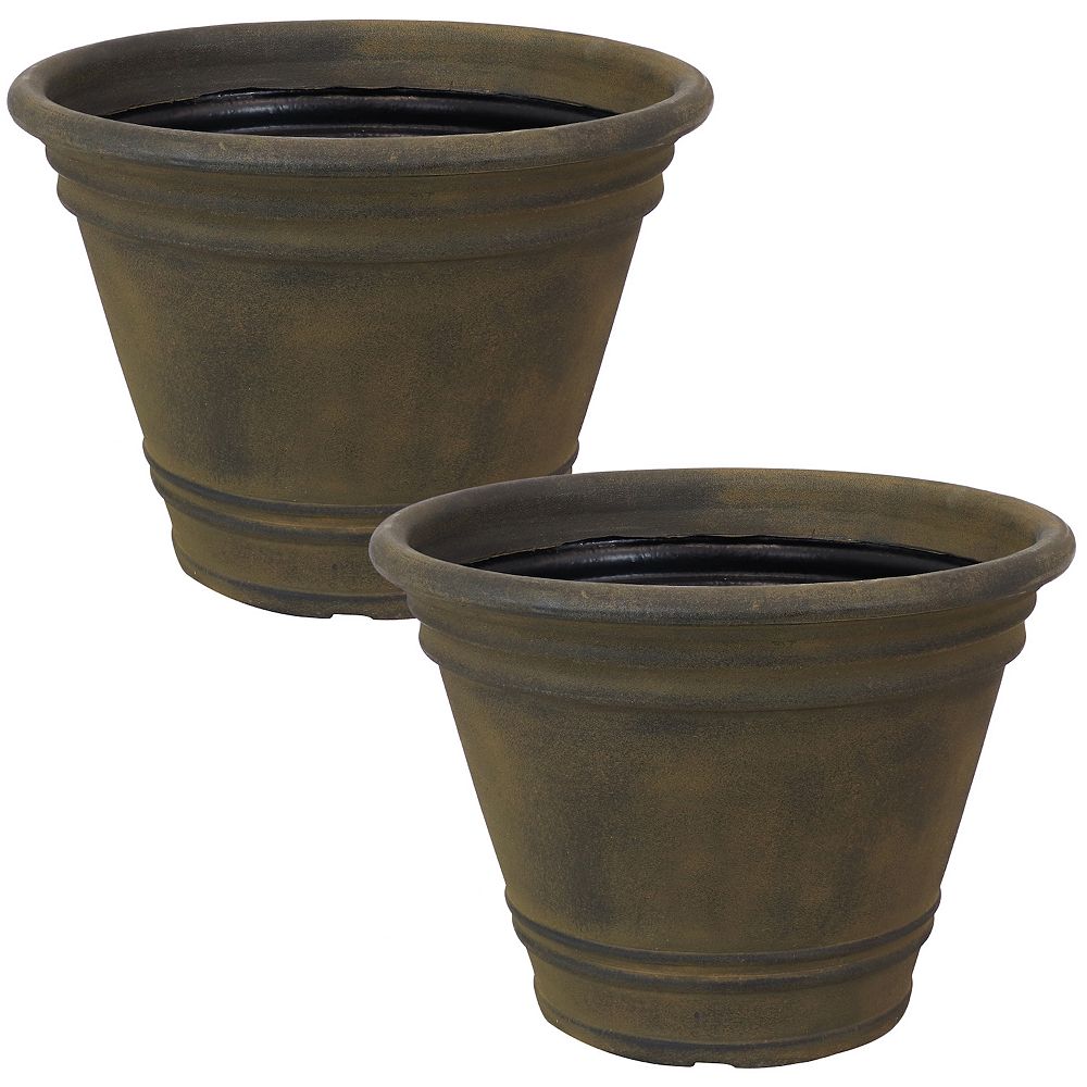 Sunnydaze Set of 2 Franklin Polyresin Outdoor Flower Pot Planters - 20