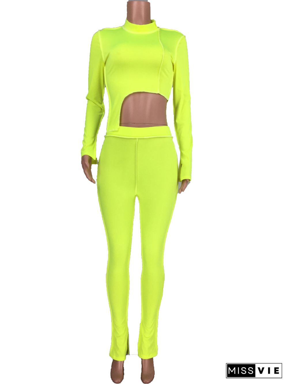 XS Bright Line Decoration Skinny Two Piece Pants Set