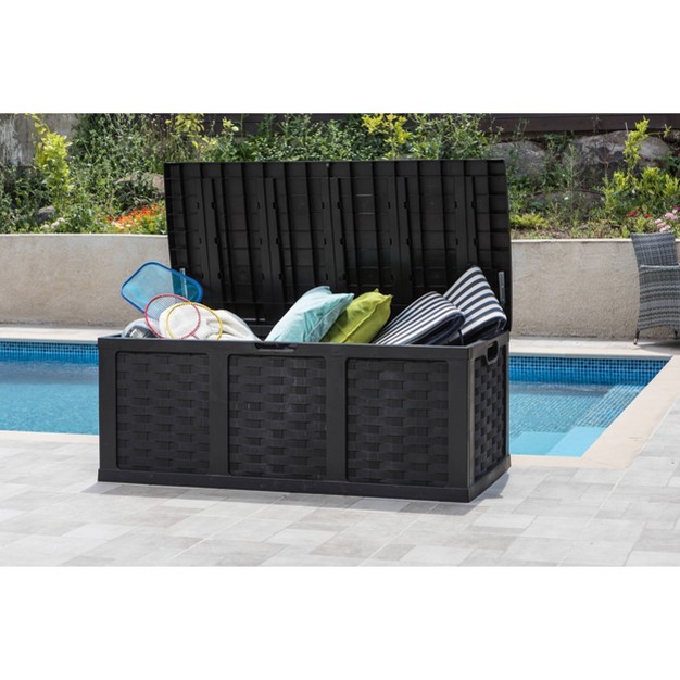 Starplast 153 Gallon Plastic Deck Box Black