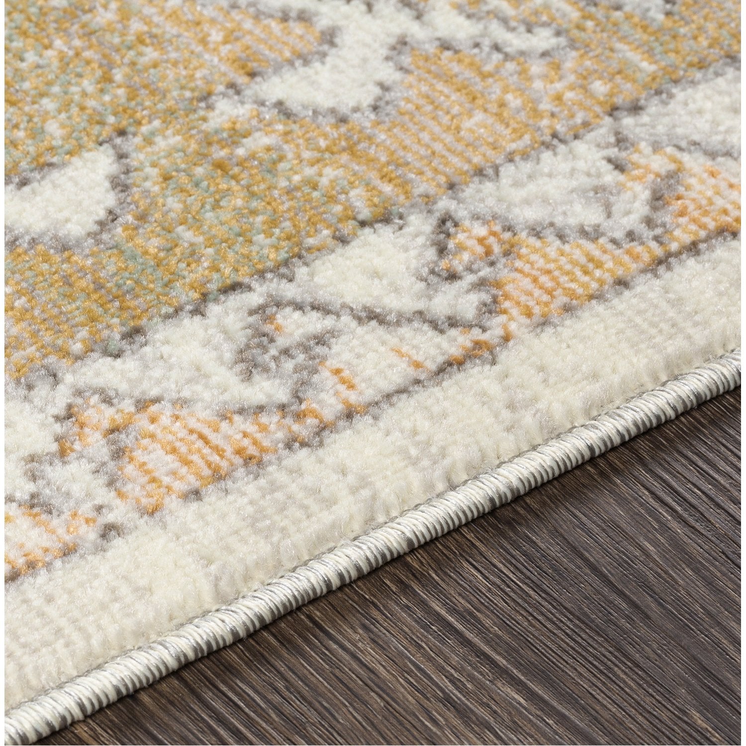 Bodrum Indoor/Outdoor Rug in Ivory, Saffron, Silver Gray, Medium Gray, Aqua, Camel, Coral