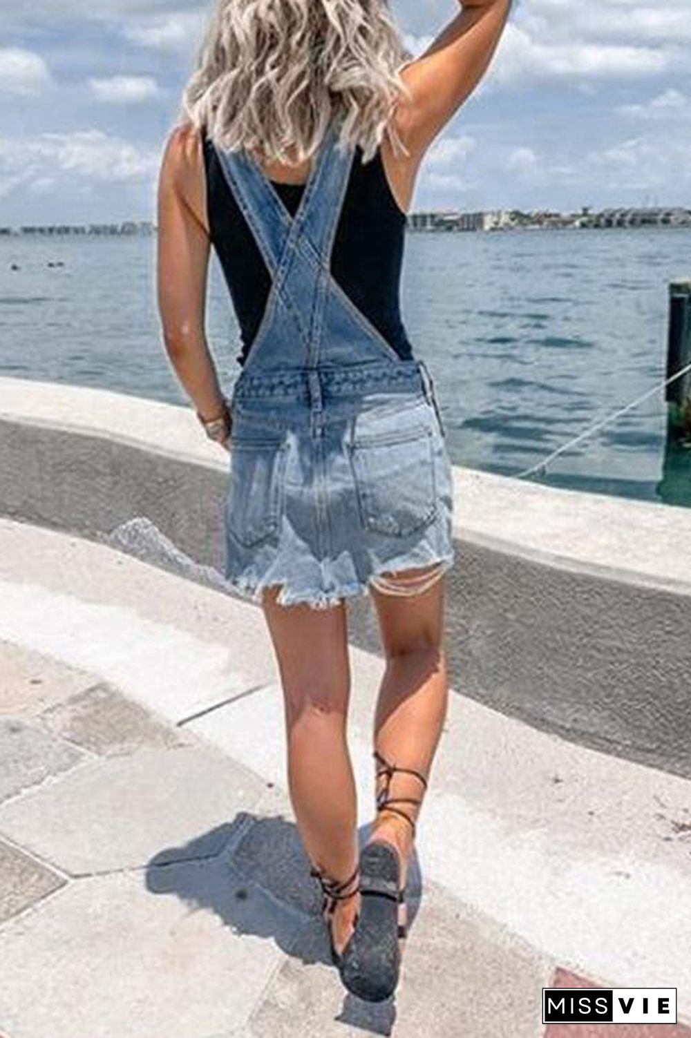 Basic Denim Overall Mini Dress