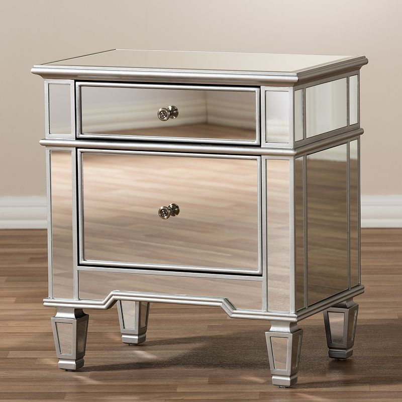 Baxton Studio Sussie Mirrored Nightstand