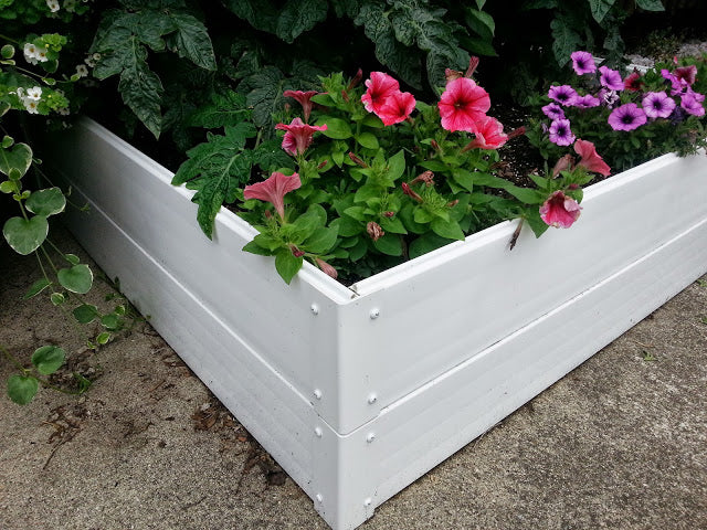 Handy Bed 1 x 3 Square Foot, Stack-able, White, Vinyl, Raised Garden Bed