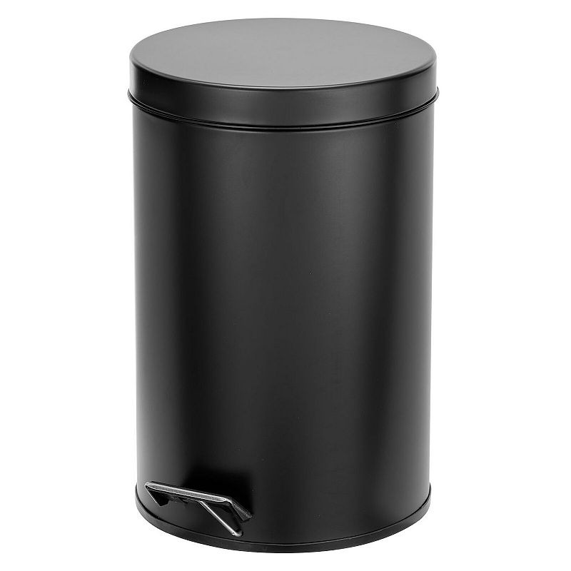 mDesign 12L Metal Round Step Garbage Trash Can with Removable Liner and Lid