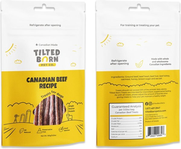 Tilted Barn Pet Company Beef Recipe Dog Treats， 3.53-oz bag