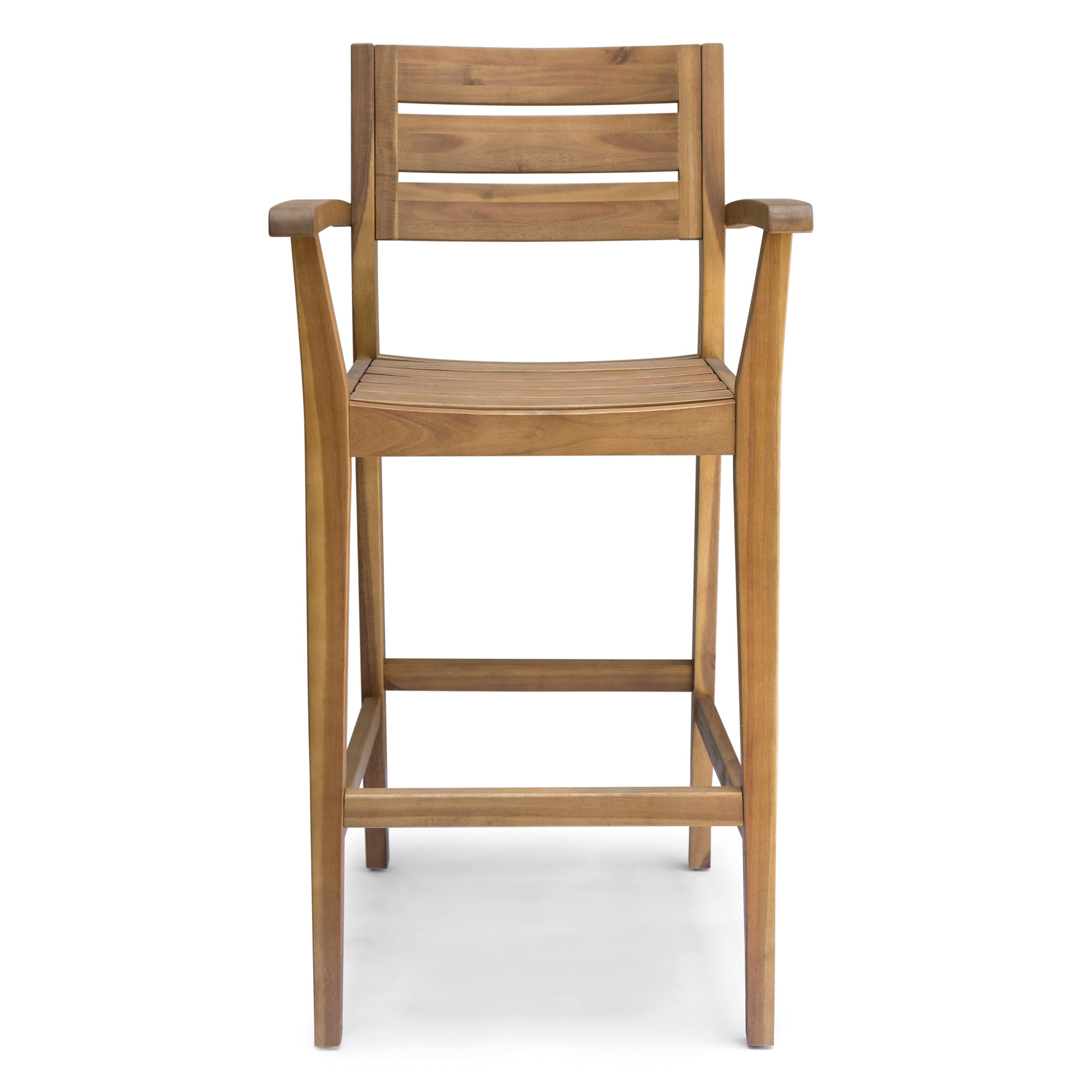 Lera Outdoor Rustic Acacia Wood Barstool (Set of 2)