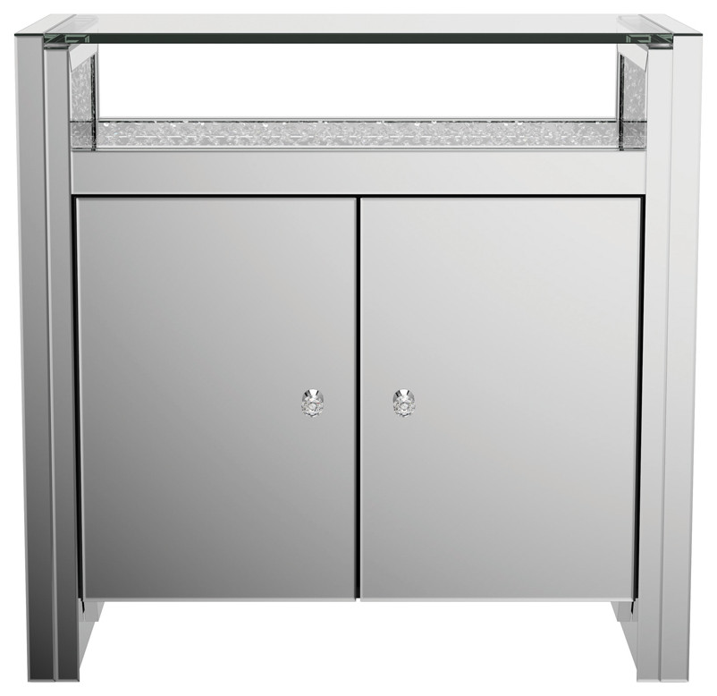 Betsey 2 door Accent Cabinet Clear Mirror and Silver   Modern   Accent Chests And Cabinets   by Modon  Houzz