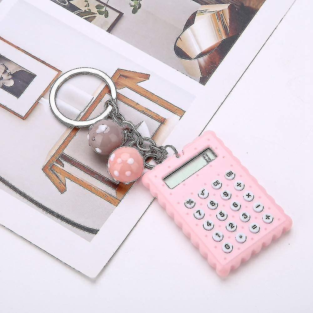 Mini Calculator， Candy Color Digits Electronic Calculator With Silicone Buttons Key Chain