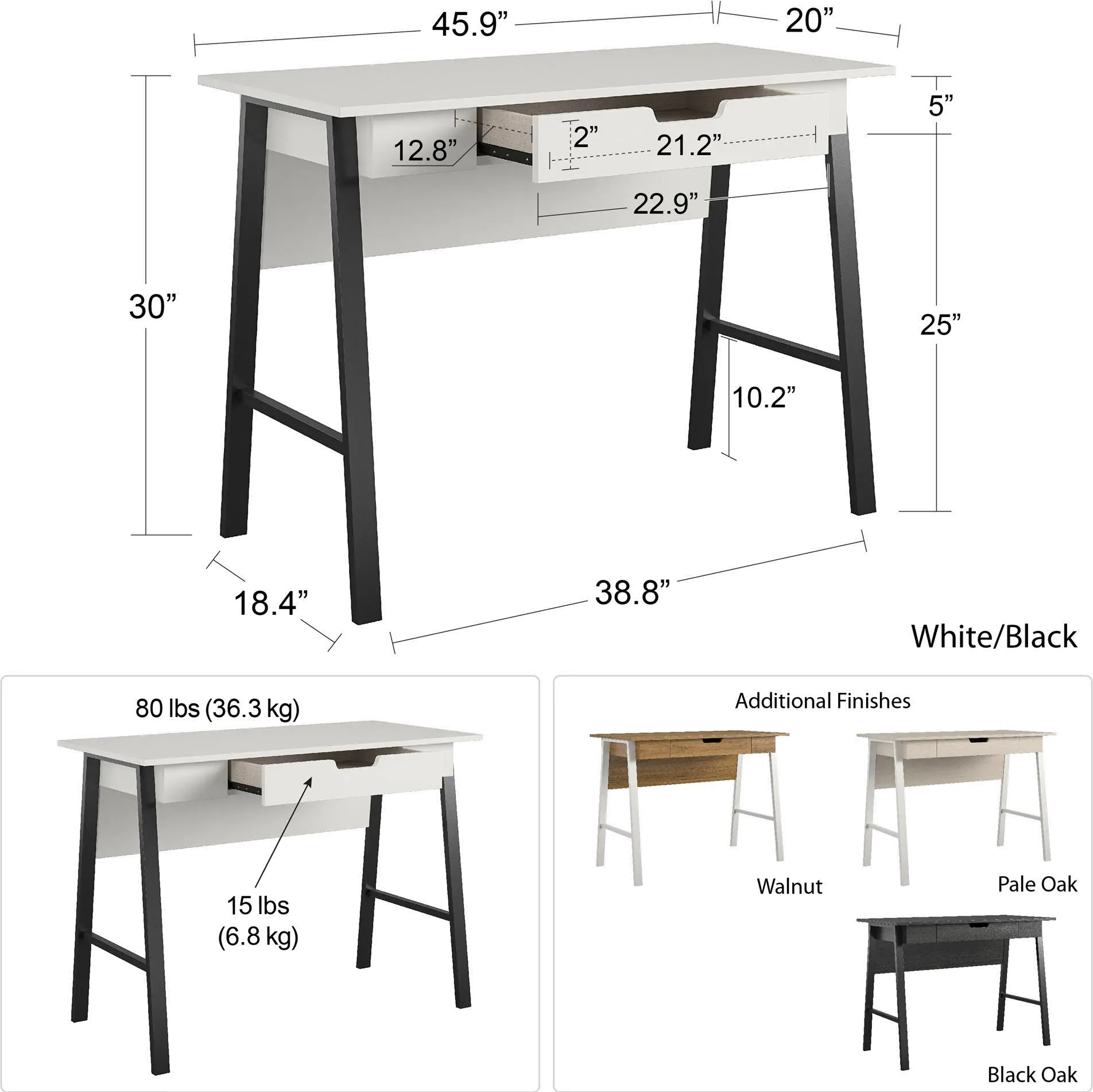 Oxford Pale Oak Computer Desk with Drawer