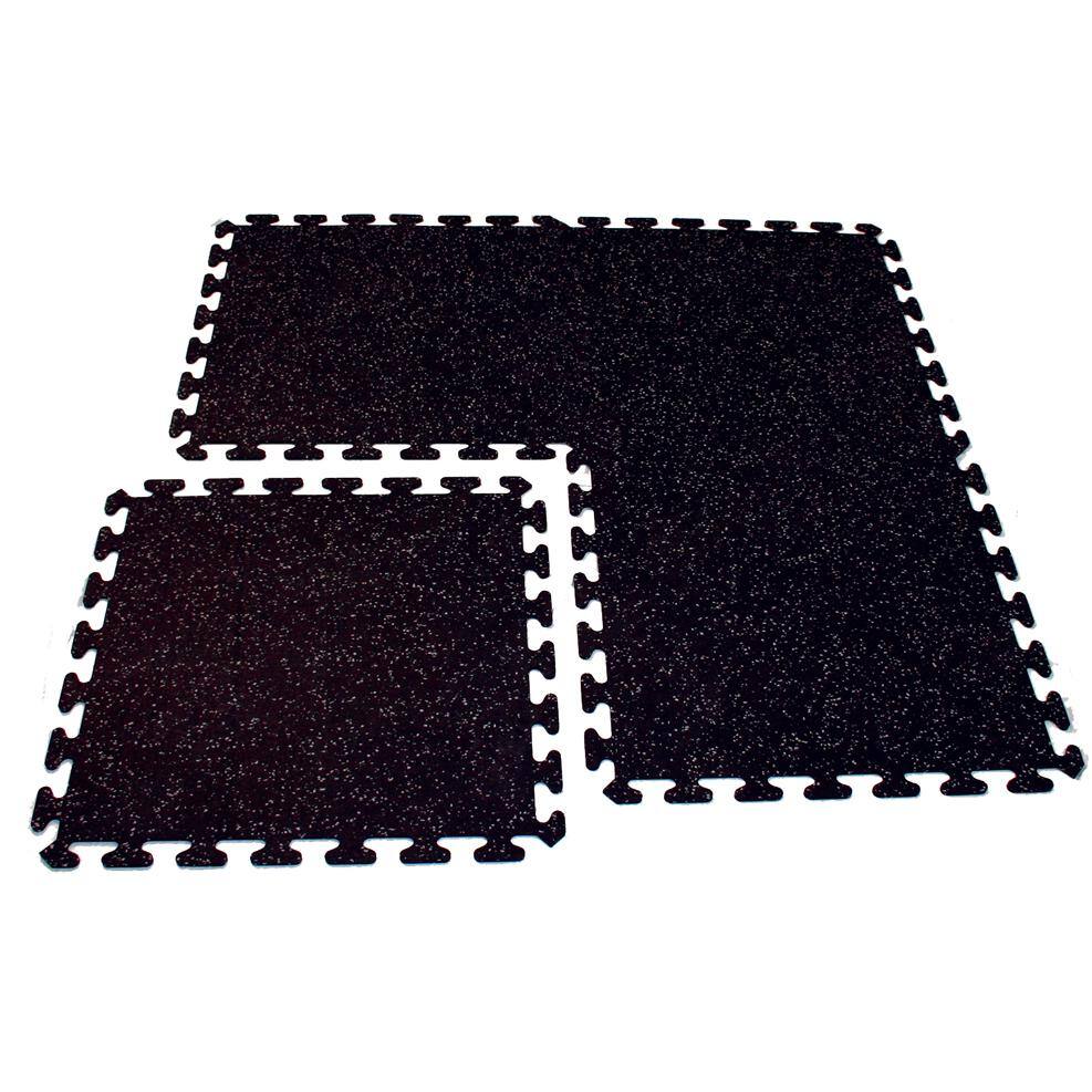 Black with Gray Speck 24 in. x 24 in. Interlocking Recycled Rubber Floor Tiles (24 sq. ft.) EZFLEXBG