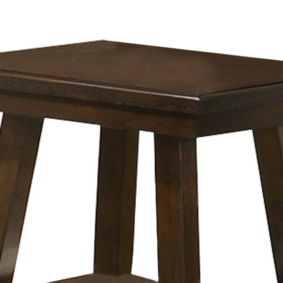 24 Inch Classic Square End Table Flared Legs Single Shelf Brown Wood   Transitional   Side Tables And End Tables   by Dot  ampBo  Houzz