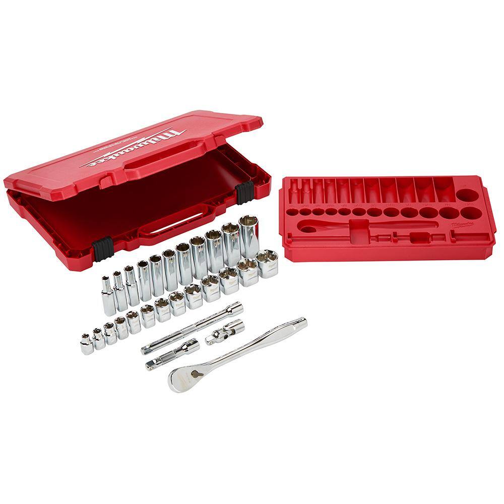 MW 38 in. Drive SAE Ratchet and Socket Mechanics Tool Set with Screwdriver Set (38-Piece) 48-22-9408-48-22-2710