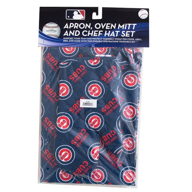 Mlb Chicago Cubs Apron Mitt Hat Grill Tool Set 3pc