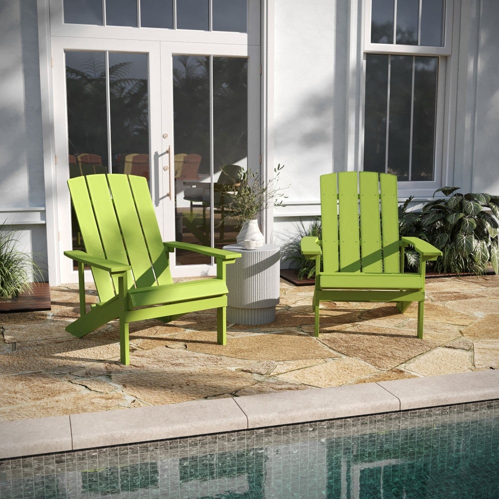 2 Pack Vertical Lattice Back All-Weather Poly Resin Adirondack Chairs - Overstock - 37772949