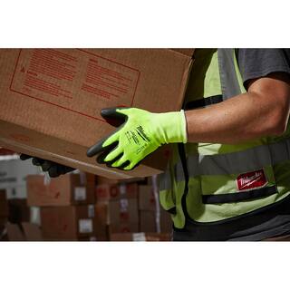 MW X-Large High-Visibility Cut 1 Resistant Polyurethane Dipped Work Gloves 48-73-8913