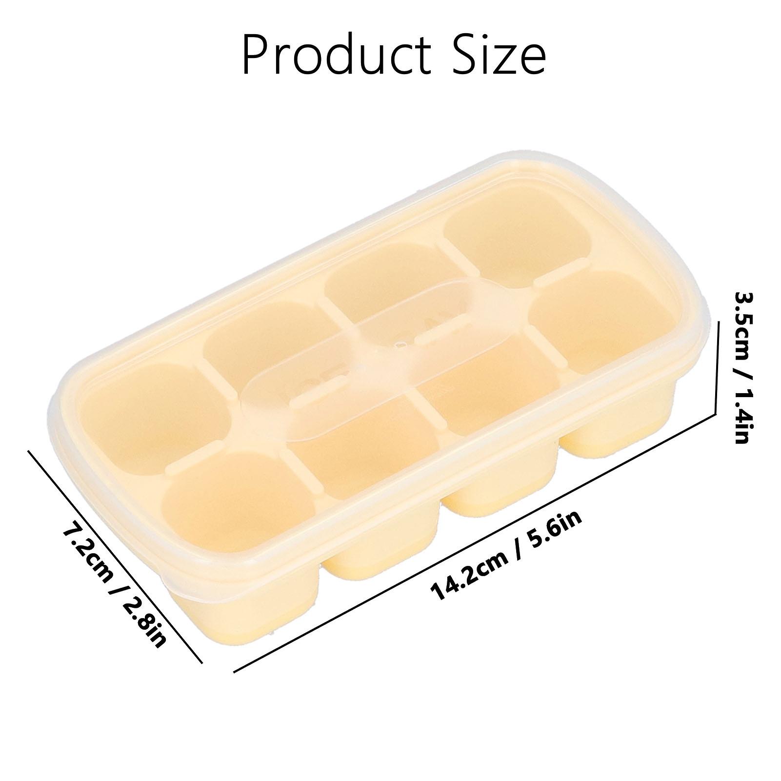 Ice Cube Tray， 8 Grid Square Silicone Ice Mold Heat Resistant Easy Release Ice Cube Maker Mold With Removable Lid For Cocktail， Whiskey[yellow]