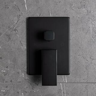 IHOMEadore 1-Spray Square Hand Shower and Showerhead from Wall Combo Kit with Slide Bar in Matte Black (Valve Included) RCS85010MB