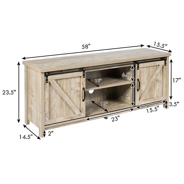 TV Stand with Cabinet Sliding Barn Door - 58