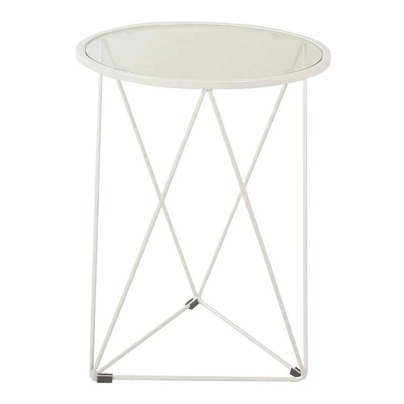 HomePop Metal and Glass Triangle Accent Table