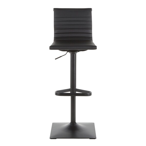 Porch and Den Tower Master Adjustable Bar Stool in Faux Leather and Black Metal