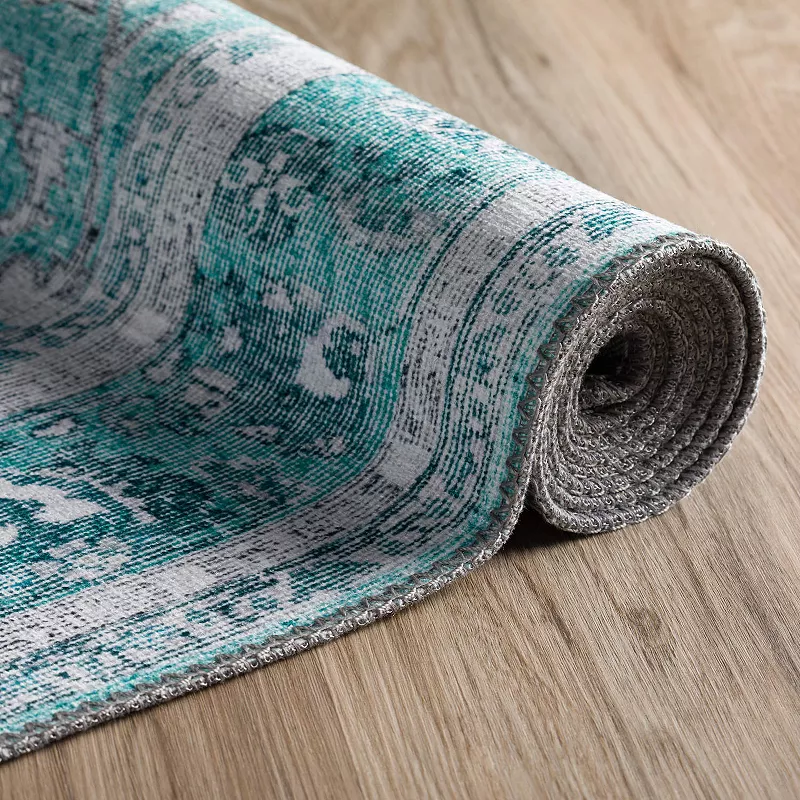 Addison Kensington Teal Persian Non-skid Accent Rug