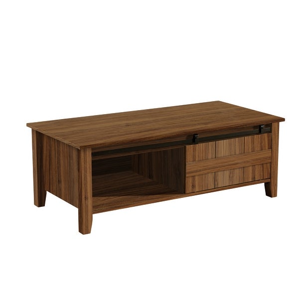 Wood Coffee Table with Shelf in Oak