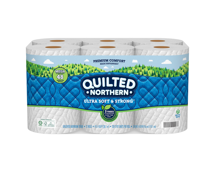 Quilted Northern Ultra Soft  Strong Toilet Paper， 12 Mega Rolls -  946315