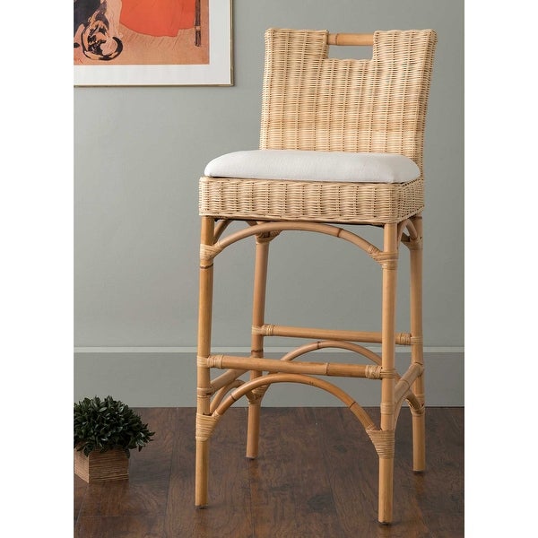 Natural Rattan Cushioned Stool