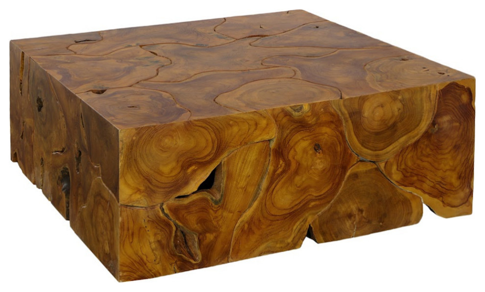 Warm Red Teak Teak Slice Coffee Table  Square   Rustic   Coffee Tables   by Phillips Collection  Houzz