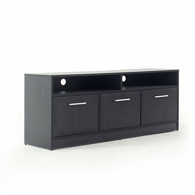 F.C Design Klair Living Contemporary TV Stand with Three Soft-closing Doors in Dark Gray