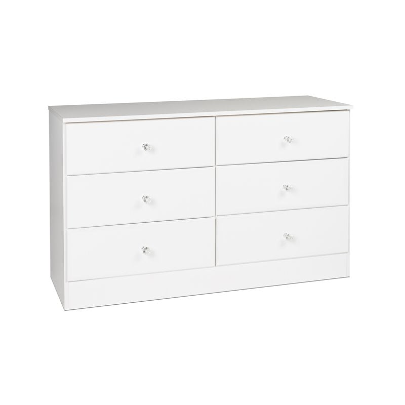 Pemberly Row Contemporary 6 Drawer Double Dresser in White