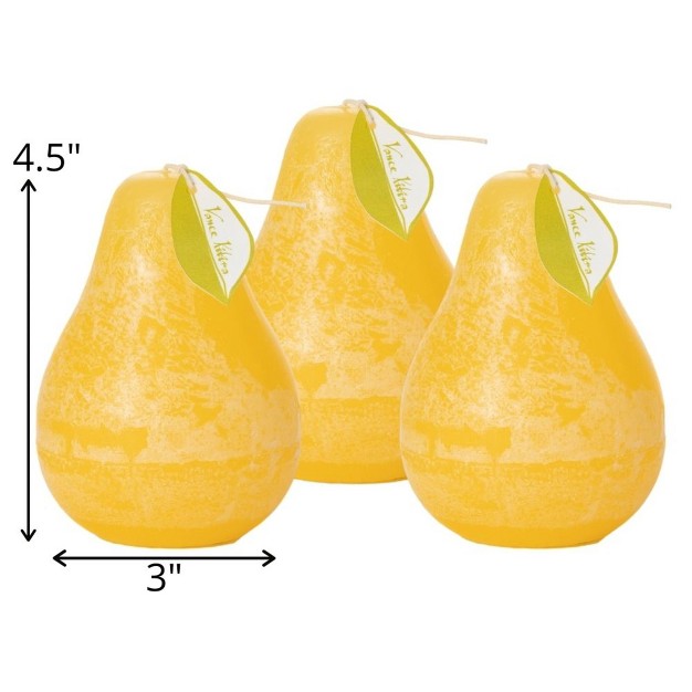 Pale Yellow Pear Candles Set Of 3