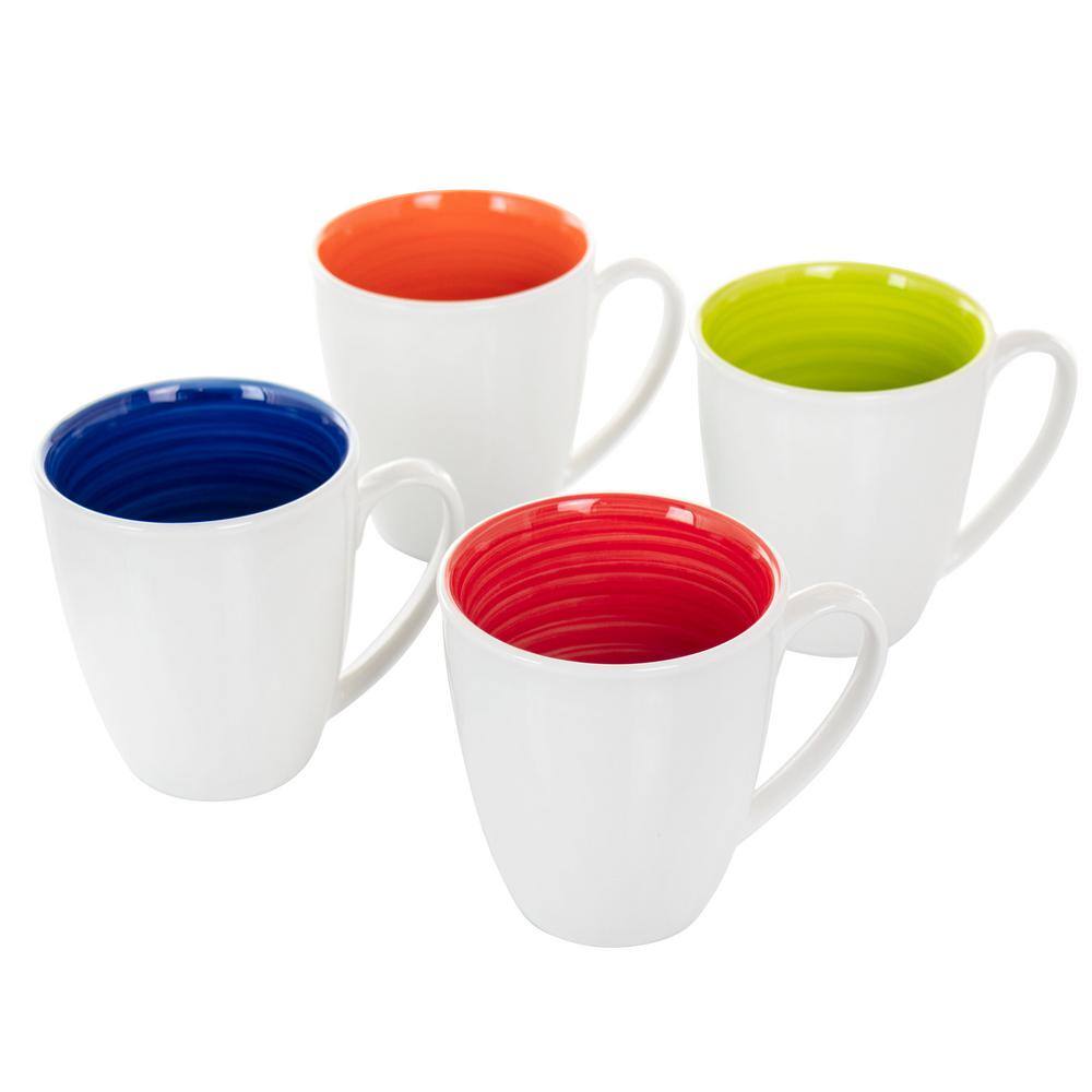 Gibson Home Crenshaw 4-Piece 12 oz. Ceramic Mug Set in Assorted Colors 985114939M