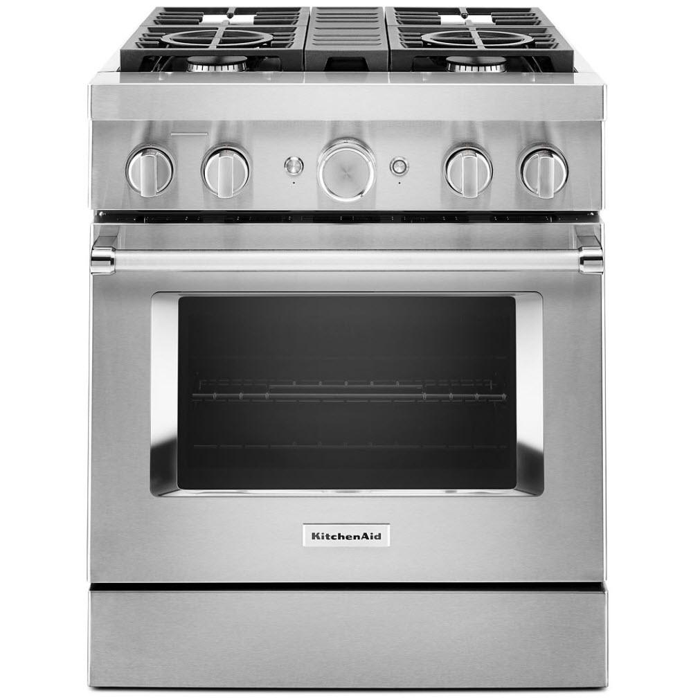 KitchenAid 30-inch Freestanding Dual Fuel Range with Even-Heat�True Convection KFDC500JSS