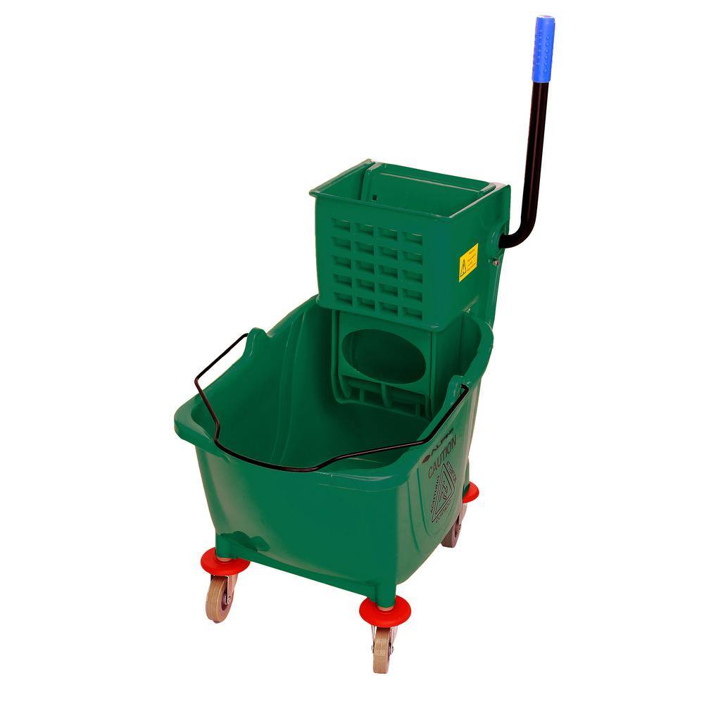 Alpine Industries 36 Qt. Mop Bucket with Side Press Wringer in Green 462-GRN