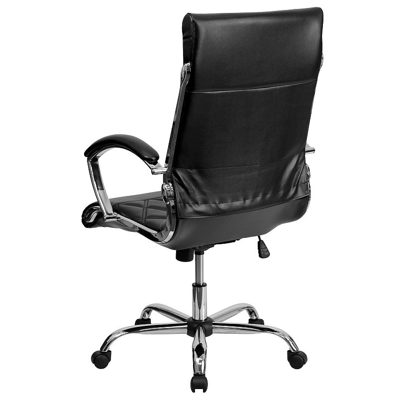 Emma and Oliver High Back Quilted Black LeatherSoft Swivel Office Chair with Arms