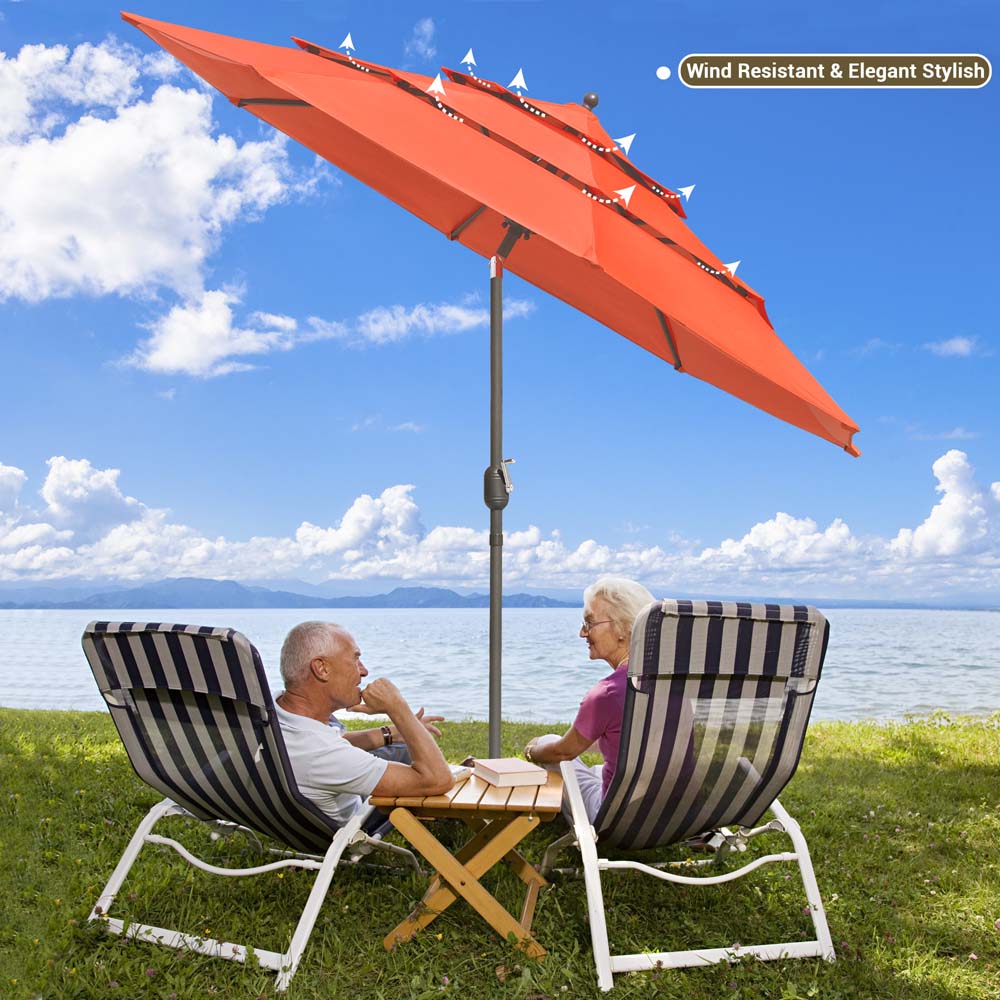 Yescom 10ft 8-Rib Patio Outdoor Market Umbrella 3-Tiered Tilt