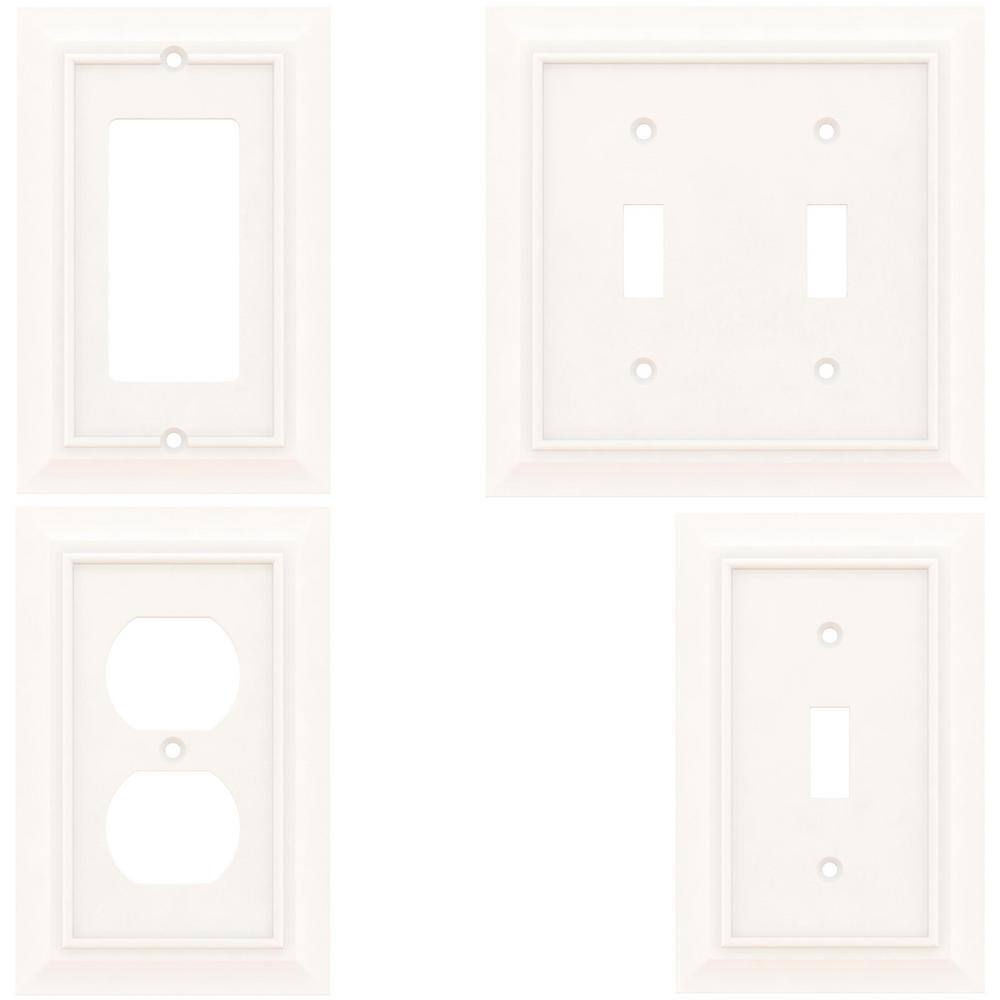 Hampton Bay Derby White 1-Gang Single Duplex Wall Plate (1-Pack) W31558C-W-U