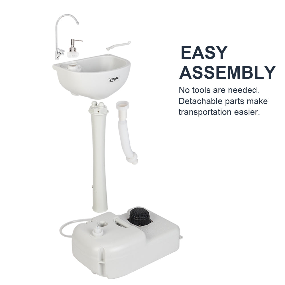 VINGLI Upgraded Portable Sink| Rolling Hand Wash Basin Stand, Perfect for Garden/Camping/Outdoor Events/Gatherings/Worksite/RV/Indoor