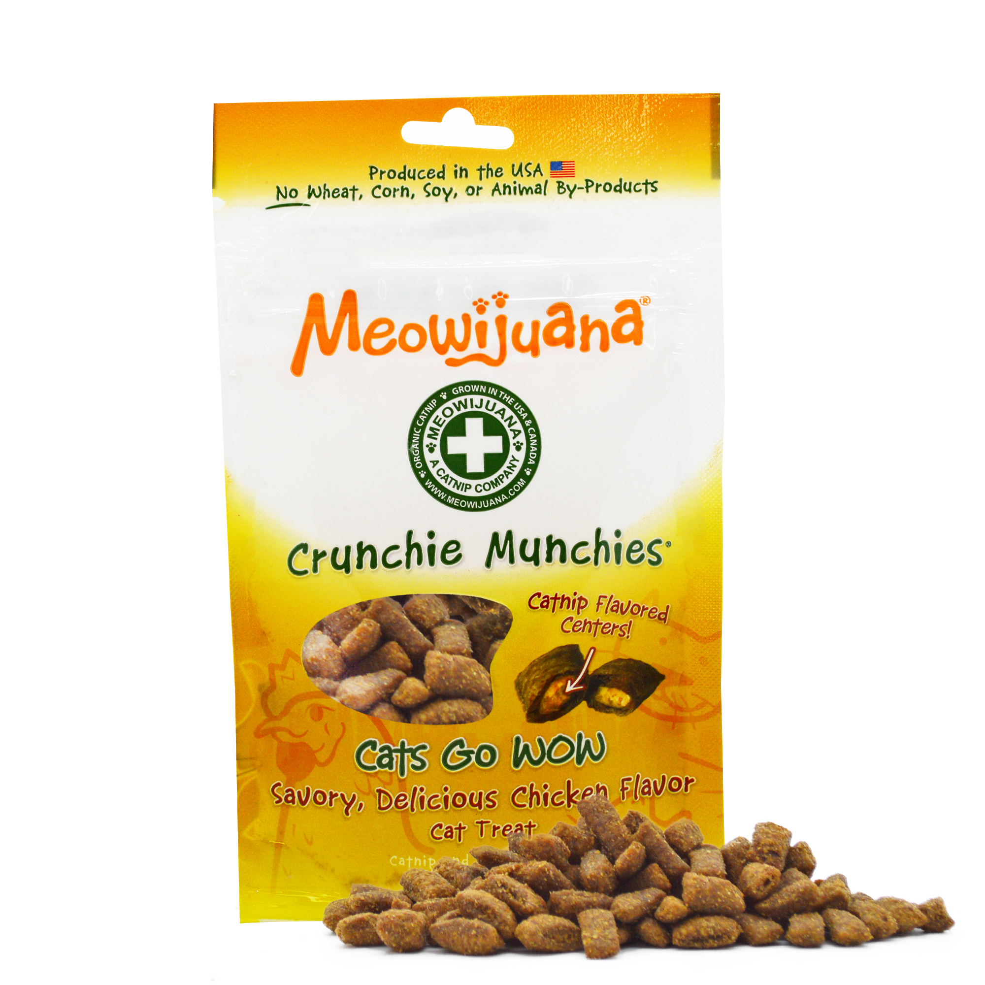 Meowijuana Crunchie Munchies Cats Go Wow! Chicken Cat Treat