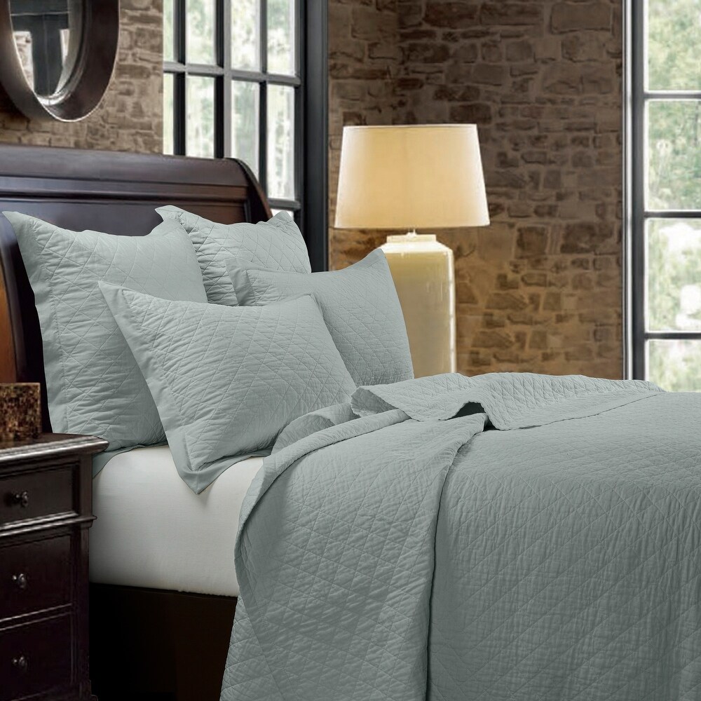 HiEnd Accents Linen Cotton Diamond Quilt Set  3PC