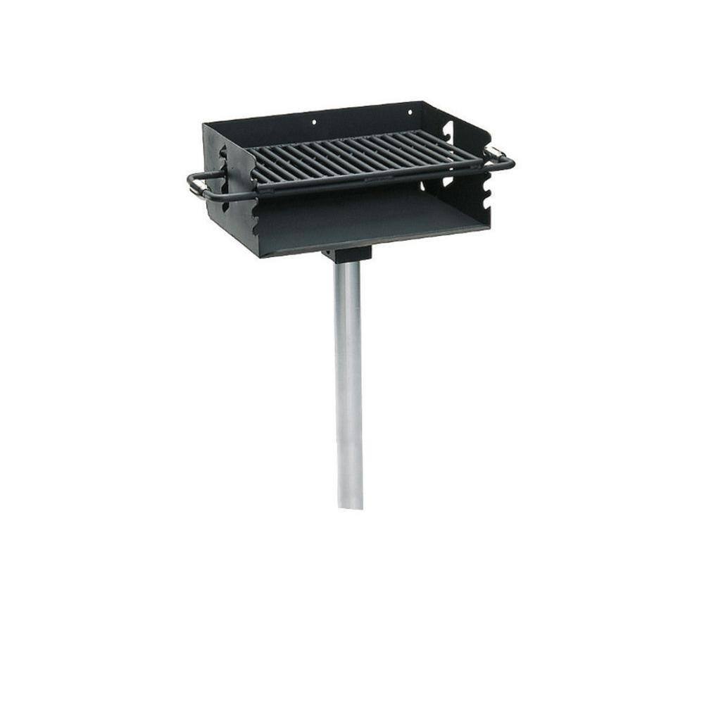 Ultra Play 3-12 in. Commercial Park Rotating Flipback Pedestal Charcoal Grill with Post 616-3