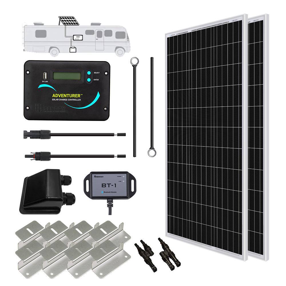 Renogy 200-Watt 12-Volt Monocrystalline Solar RV Kit RNG-KIT-RV200D-ADV30