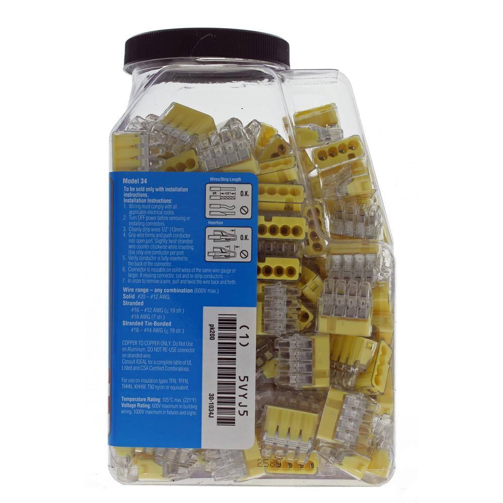 IDEAL In-Sure 4-Port Yellow Wire Connectors (200-Jar) 30-1034J