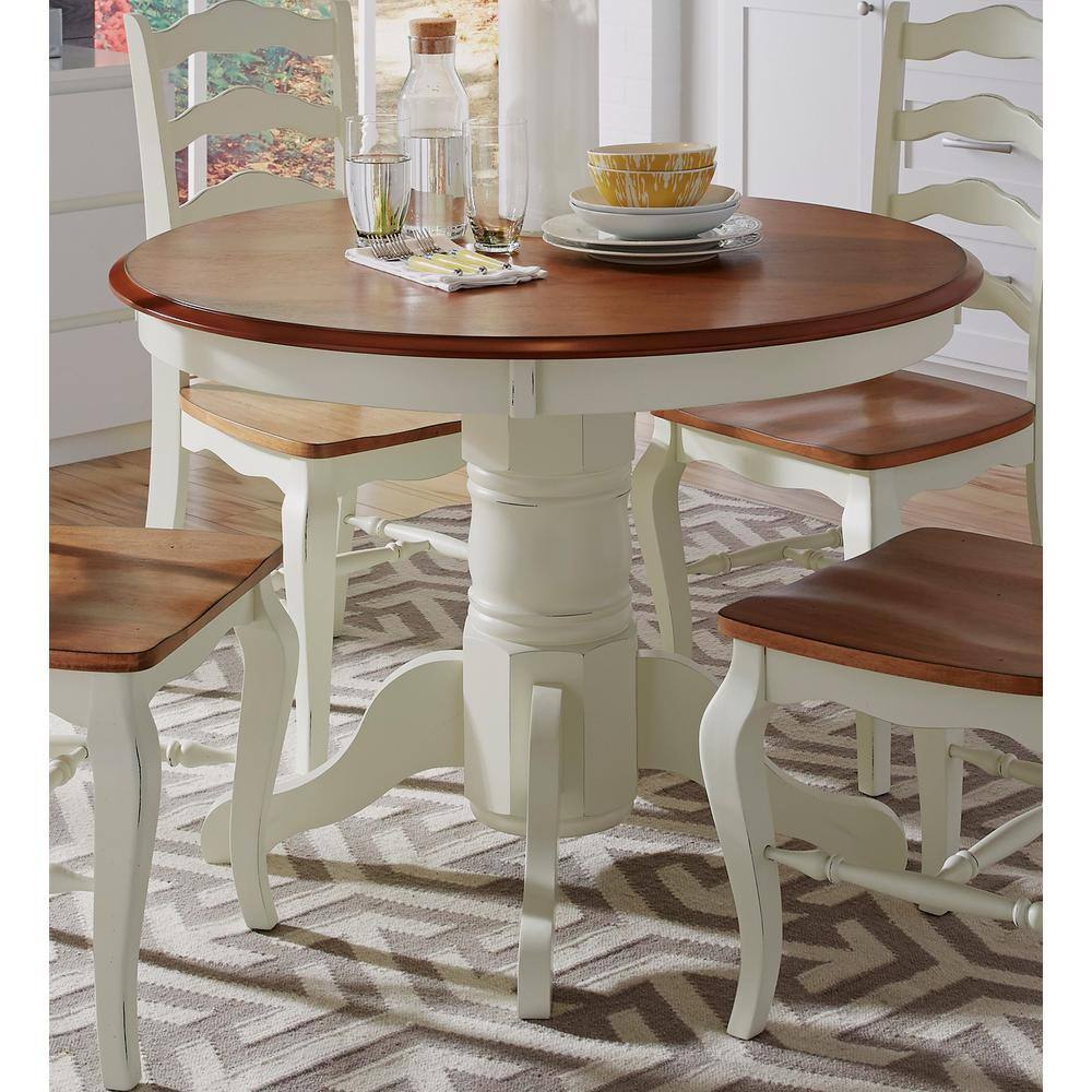 HOMESTYLES French Countryside Oak and Rubbed White Dining Table 5518-30