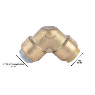 SharkBite 12 in. Push-to-Connect Brass 90-Degree Polybutylene Conversion Elbow Fitting U4248LFA